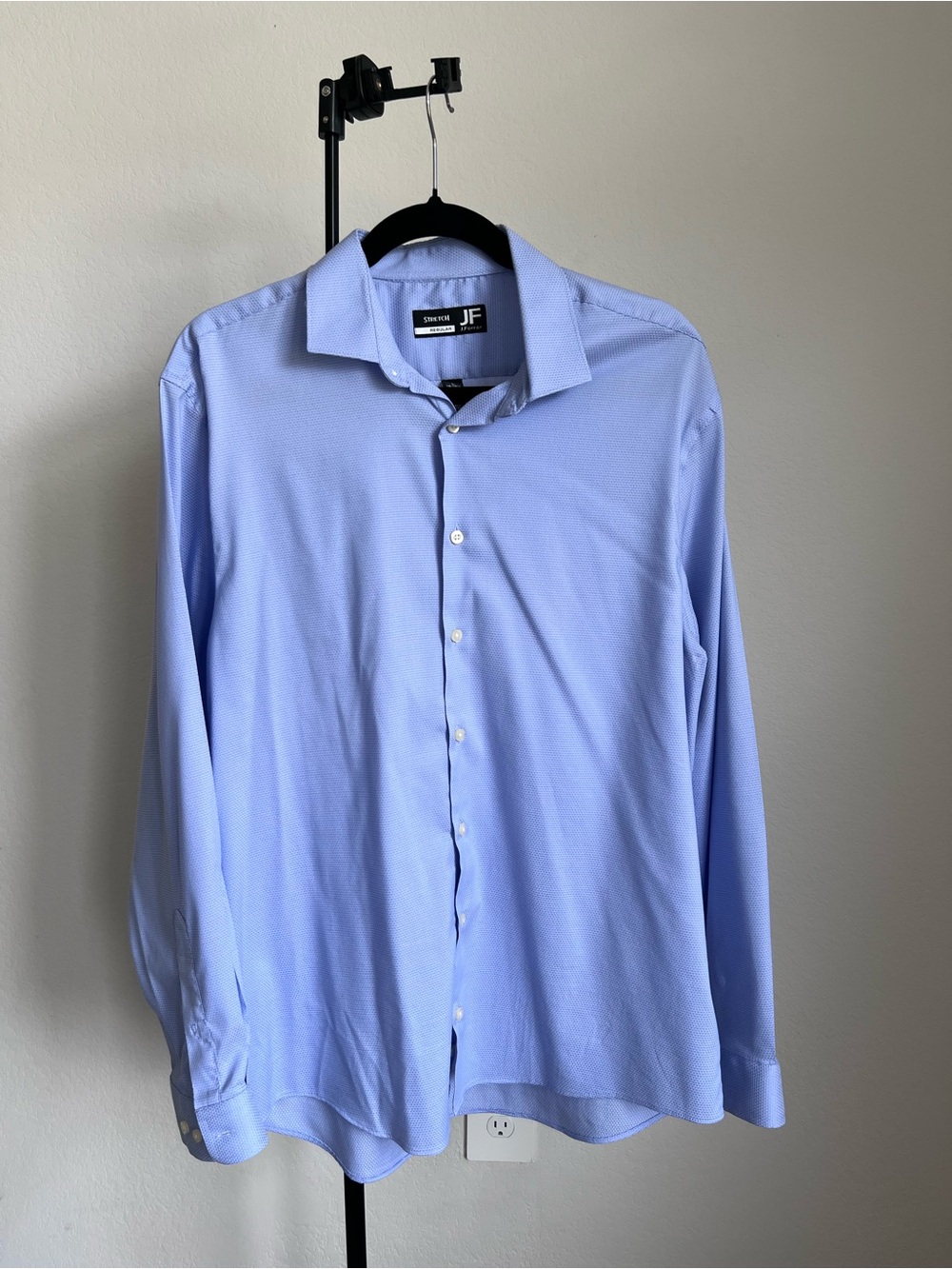 Classic blue men's large stretch long sleeve button down dress shirt - J Ferrar